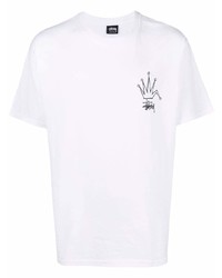 T-shirt à col rond blanc Stussy