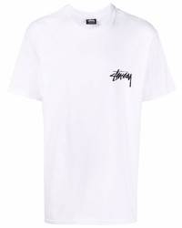 T-shirt à col rond blanc Stussy