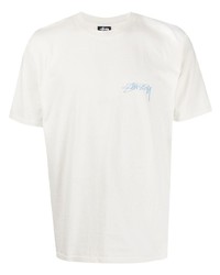 T-shirt à col rond blanc Stussy