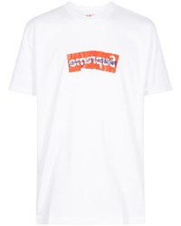 T-shirt à col rond blanc Supreme