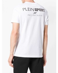 T-shirt à col rond blanc Plein Sport