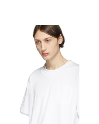 T-shirt à col rond blanc Sacai