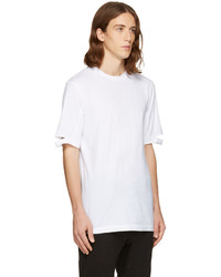 T-shirt à col rond blanc Helmut Lang