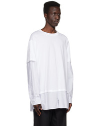 T-shirt à col rond blanc MM6 MAISON MARGIELA