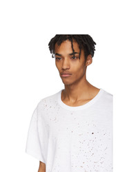 T-shirt à col rond blanc Amiri