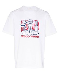 T-shirt à col rond blanc Wood Wood