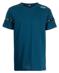 T-shirt à col rond bleu canard Ea7 Emporio Armani