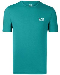 T-shirt à col rond bleu canard Ea7 Emporio Armani