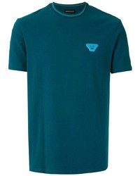 T-shirt à col rond bleu canard Emporio Armani