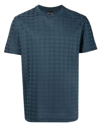 T-shirt à col rond bleu canard Emporio Armani