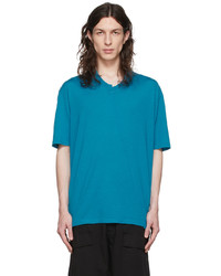 T-shirt à col rond bleu canard Ermenegildo Zegna Couture