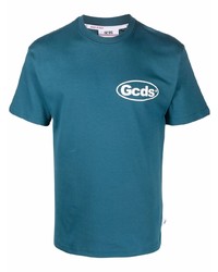 T-shirt à col rond bleu canard Gcds