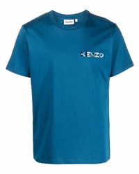T-shirt à col rond bleu canard Kenzo