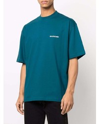 T-shirt à col rond bleu canard Balenciaga