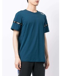 T-shirt à col rond bleu canard Ea7 Emporio Armani