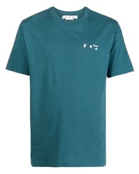 T-shirt à col rond bleu canard Off-White