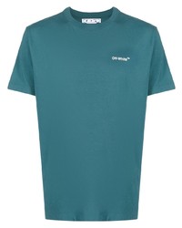 T-shirt à col rond bleu canard Off-White