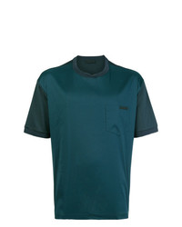 T-shirt à col rond bleu canard Prada