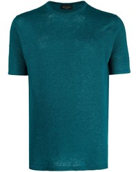 T-shirt à col rond bleu canard Roberto Collina