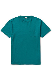 T-shirt à col rond bleu canard Sunspel