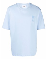 T-shirt à col rond bleu clair Ami Paris