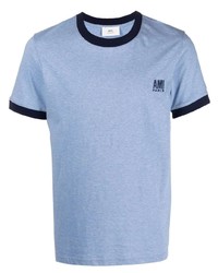 T-shirt à col rond bleu clair Ami Paris