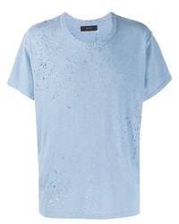 T-shirt à col rond bleu clair Amiri
