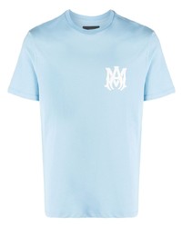T-shirt à col rond bleu clair Amiri
