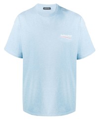 T-shirt à col rond bleu clair Balenciaga