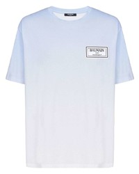 T-shirt à col rond bleu clair Balmain