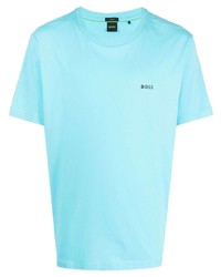 T-shirt à col rond bleu clair BOSS