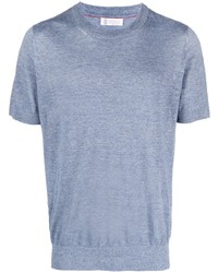 T-shirt à col rond bleu clair Brunello Cucinelli
