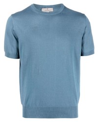 T-shirt à col rond bleu clair Canali