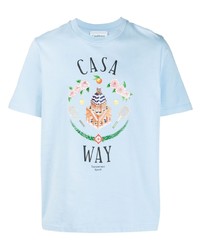 T-shirt à col rond bleu clair Casablanca