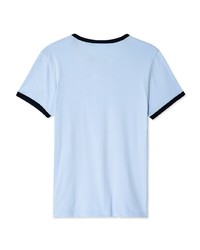 T-shirt à col rond bleu clair Courrèges