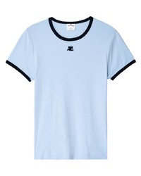 T-shirt à col rond bleu clair Courrèges