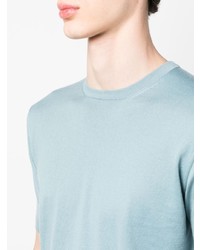 T-shirt à col rond bleu clair Dell'oglio