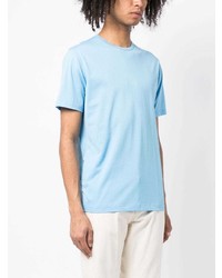 T-shirt à col rond bleu clair Sunspel