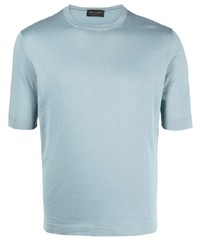 T-shirt à col rond bleu clair Dell'oglio