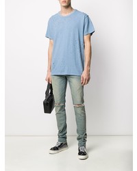 T-shirt à col rond bleu clair Amiri