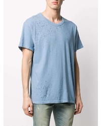 T-shirt à col rond bleu clair Amiri