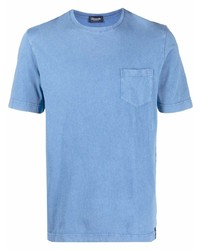 T-shirt à col rond bleu clair Drumohr