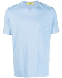 T-shirt à col rond bleu clair Drumohr