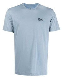 T-shirt à col rond bleu clair Ea7 Emporio Armani