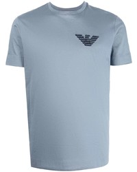 T-shirt à col rond bleu clair Emporio Armani