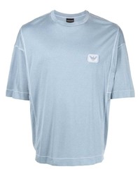 T-shirt à col rond bleu clair Emporio Armani