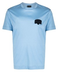 T-shirt à col rond bleu clair Emporio Armani