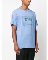 T-shirt à col rond bleu clair VERSACE JEANS COUTURE