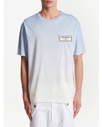 T-shirt à col rond bleu clair Balmain