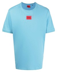 T-shirt à col rond bleu clair Hugo